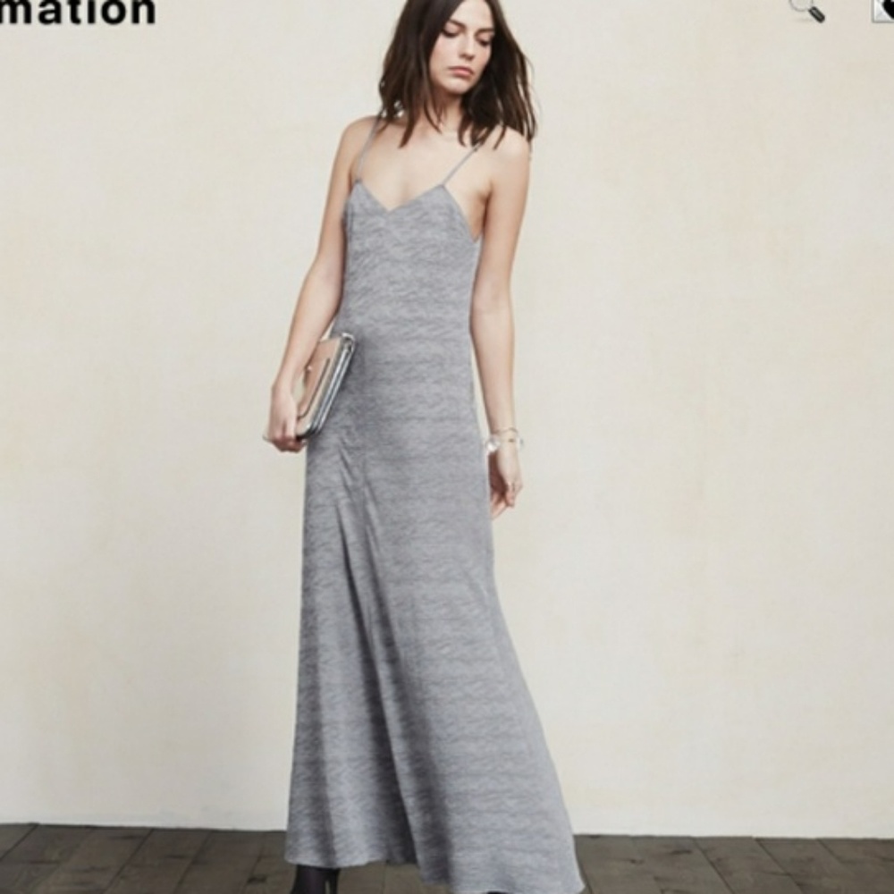 Reformation Academy Dress. Silver. XS